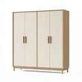 Kleiderschrank 160 x 55 x 200 cm Holzwerkstoff Naturweiß mit 4 Türen im skandinavischen Stil
