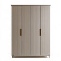 Kleiderschrank 160x55x200cm aus Holzwerkstoff in Taupe mit 4 Türen im modernen Rillenstil