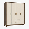 Drehtürenschrank 160 x 55 x 200 cm Holzwerkstoff Dunkelbraun Creme mit 4 Türen und 2 Schubladen