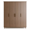 Kleiderschrank 180 x 60 x 200 cm Holzwerkstoff Braun mit 4 geriffelten Türen