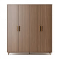 Kleiderschrank 160 x 60 x 200 cm Braun Holzwerkstoff mit Rillenfront - Vier Türen im modernen Stil