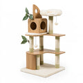 Kratzbaum 80 x 60 x 150 cm Holz Sisal Creme Grün für Katzen mit Höhle und Liegeflächen