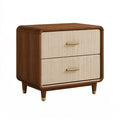 Nachttisch 50 x 40 x 55 cm Holzoptik Braun Beige mit 2 Schubladen im Retro-Stil