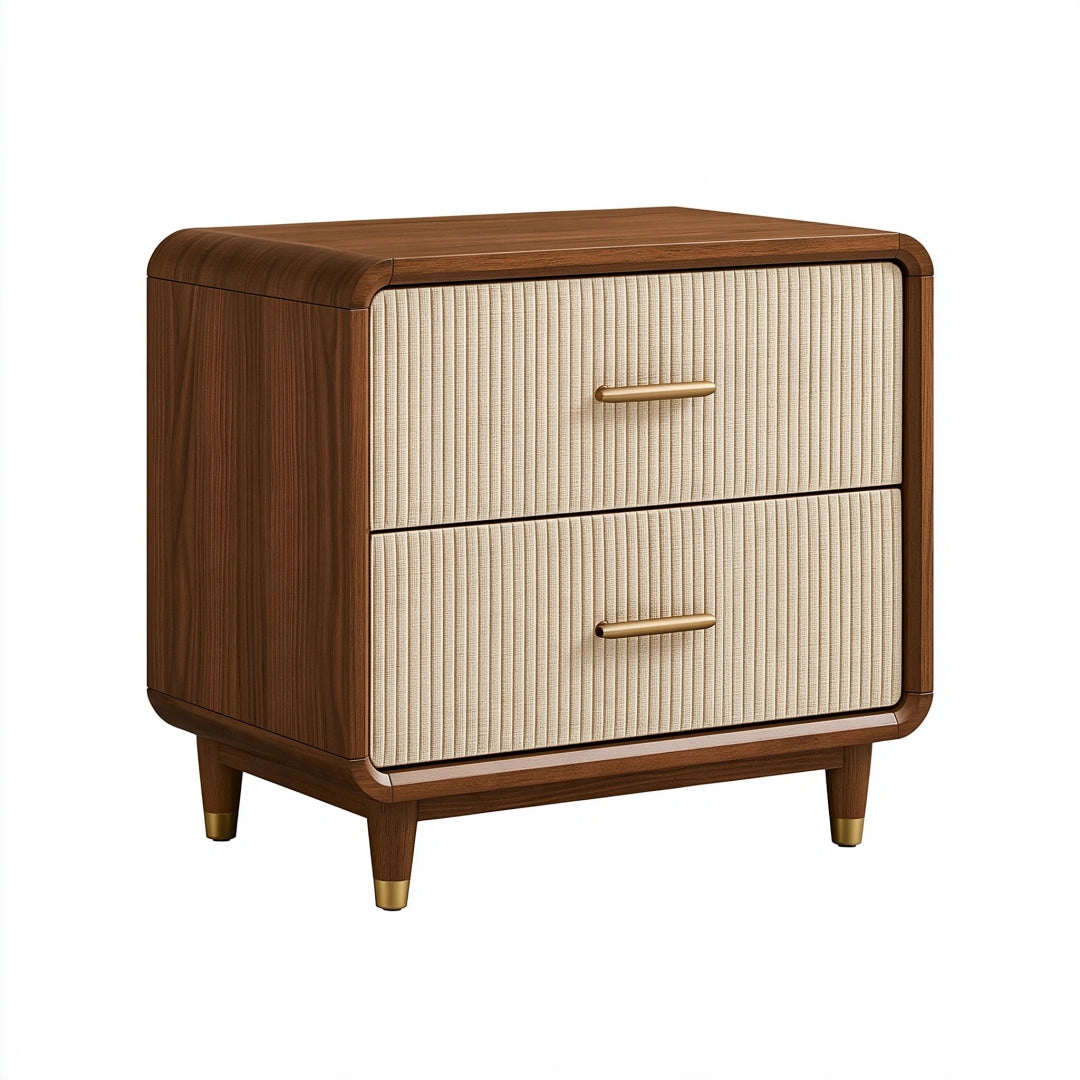 Nachttisch 50 x 40 x 55 cm Holzoptik Braun Beige mit 2 Schubladen im Retro-Stil