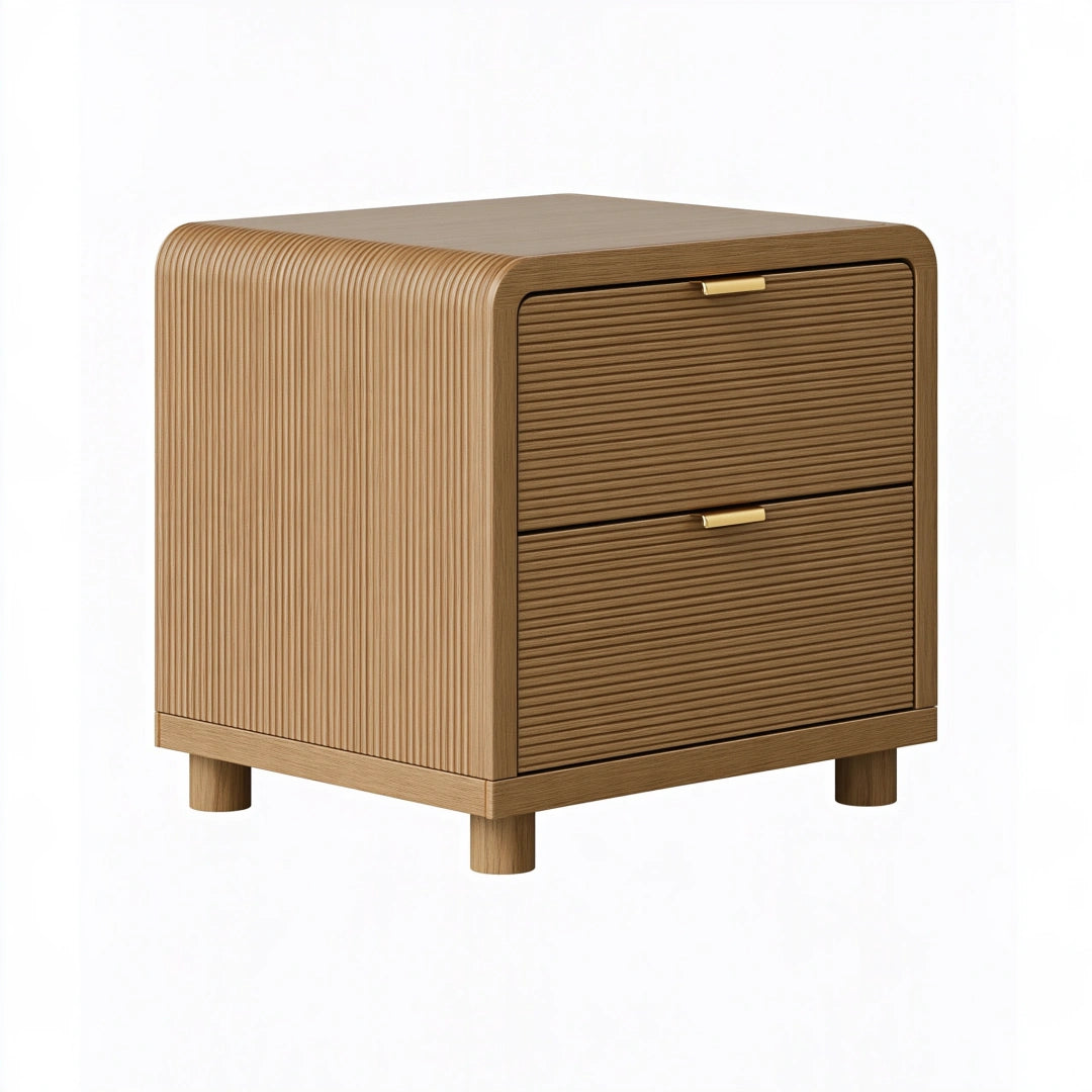 Nachttisch 50 x 40 x 60 cm Holz Braun mit 2 Schubladen geriffeltes Design