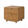 Nachttisch 55 x 40 x 55 cm Holz/Rattanoptik Braun - zwei Schubladen im Retro-Stil