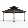 Gartenpavillon 400 x 400 x 310 cm aus Metall dunkelgrau mit belüftetem Doppeldach