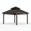 Gartenpavillon 300 x 300 x 290 cm aus Metall in Dunkelgrau mit Lamellendach