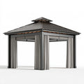Gartenpavillon 300 x 300 cm Metall Anthrazit mit Vorhängen und Belüftungsdach