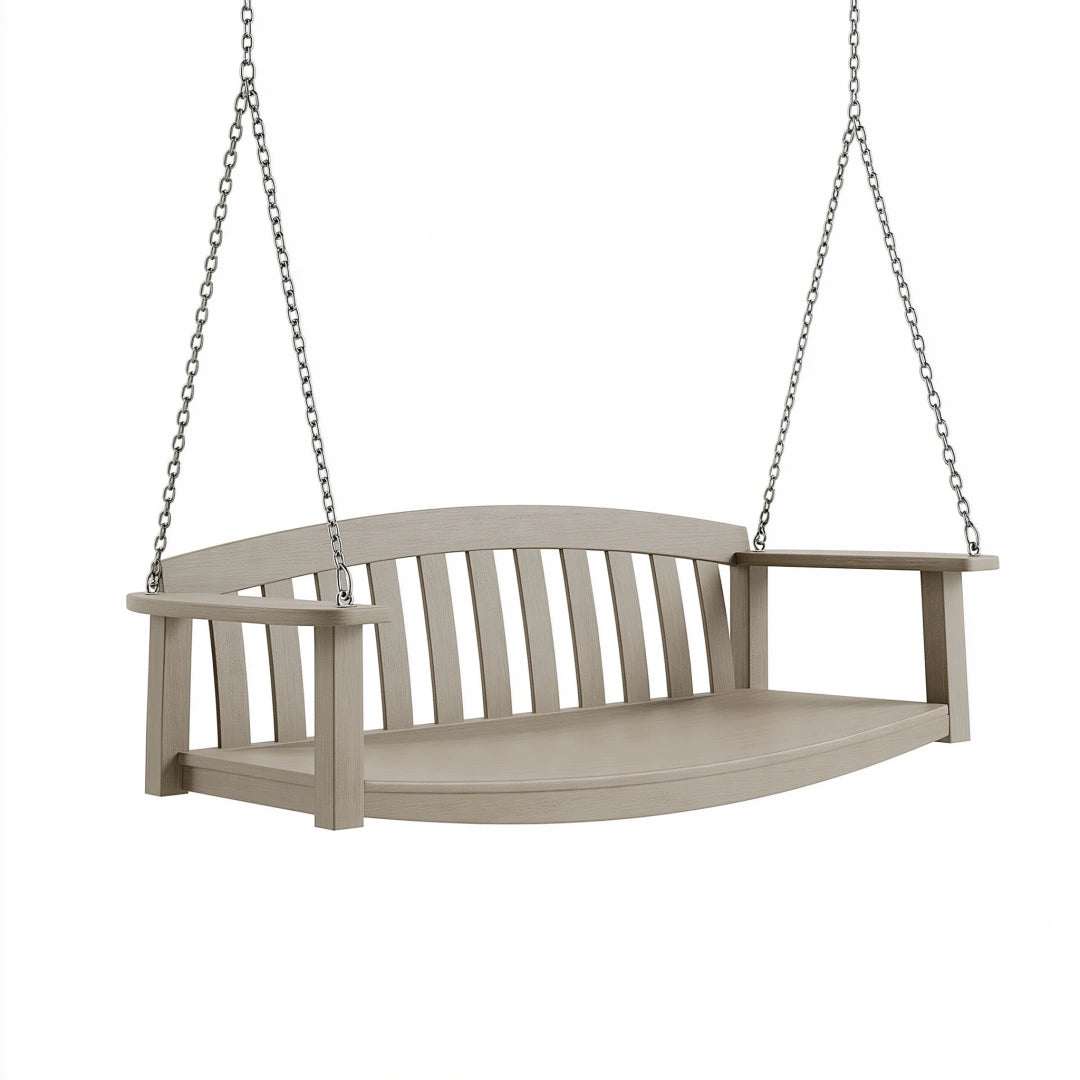Hängeschaukelbank 120 x 55 x 55 cm Holz Taupe für Garten mit Kettenaufhängung