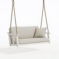 Hängesofa 140 x 70 x 55 cm Holz Beige für Garten im modernen Stil