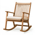 Schaukelstuhl 95 x 70 x 105 cm aus Holz in Holzbraun und Beige mit Seilbespannung